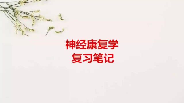 神经康复学考研重点知识整理,学霸复习笔记完整版