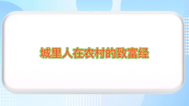 公开课: 城里人在农村的致富经