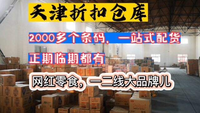 天津折扣仓库,正期,临期都有,网红零食,一二线大品牌儿比较多,近2000个条码,可以一站式配货,Bai草味,HLY等等都是折扣价出