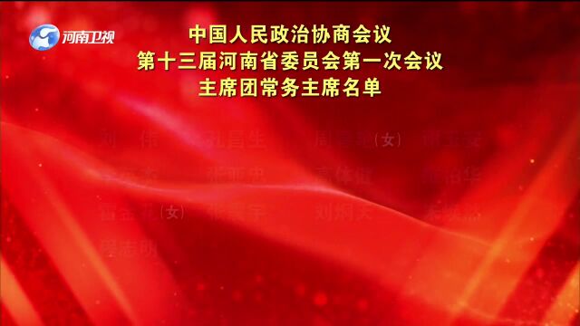 第十三届河南省委员会第一次会议主席团常务主席名单