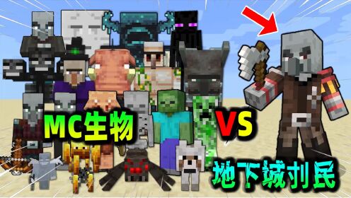 我的世界：MC生物全部生物VS地下城灾厄村民！_高清1080P在线观看平台_腾讯视频