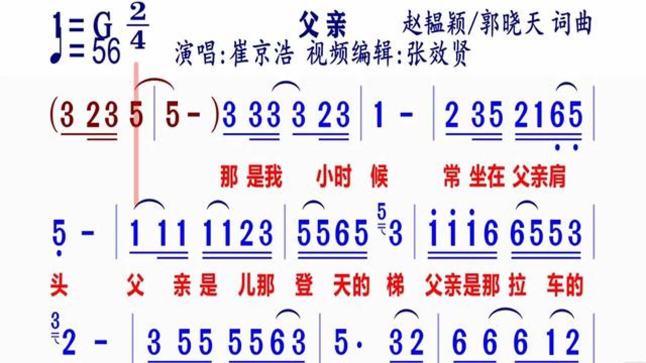 崔京浩演唱的《父亲》动态简谱#简谱视唱