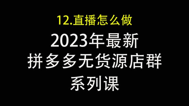 13.拼多多无货源店群直播怎么做