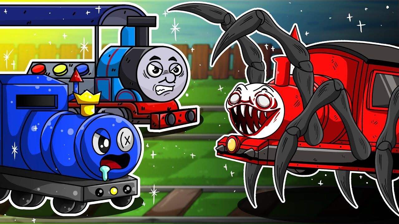 彩虹动画:彩虹之友的趣味火车怪物挑战赛,蓝色最终能成功吗?