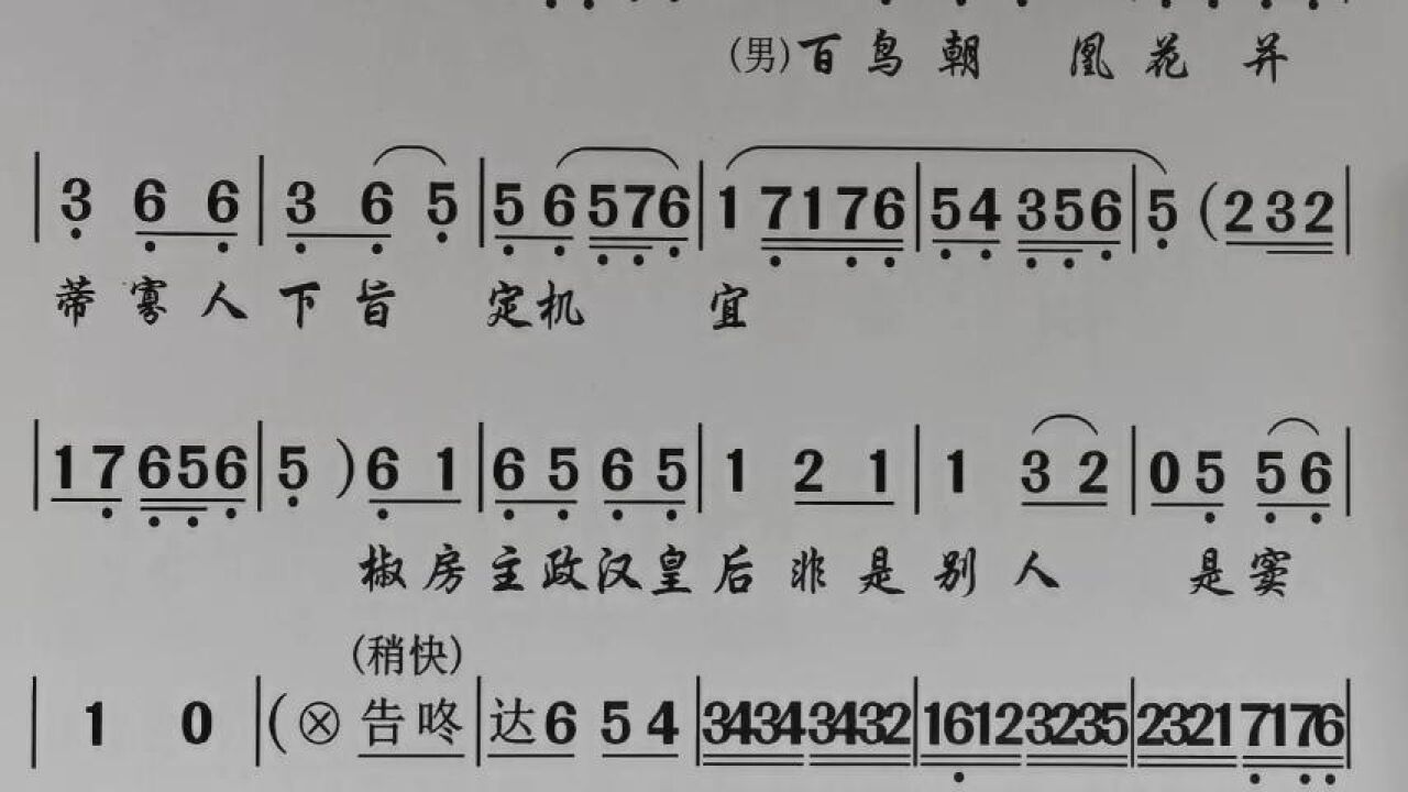 潮剧曲谱伴奏- 寒梅傲雪冠后宫(林槐,刘小丽)《汉文皇后》唱段ok附