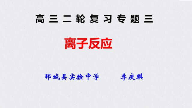 高三二轮复习专题——离子反应