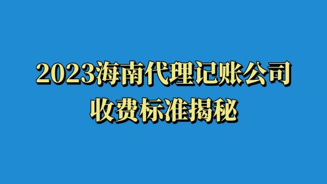 2023年海南代理记账报税一年多少钱?