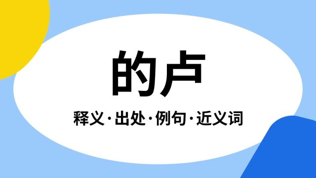 “的卢”是什么意思?