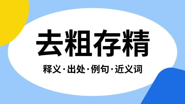 “去粗存精”是什么意思?