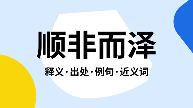 “顺非而泽”是什么意思?