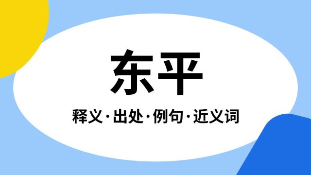 “东平”是什么意思?