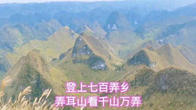 登上大化 瑶族自治县七百弄乡弄耳山,在山顶上俯瞰千山万弄.非常壮观