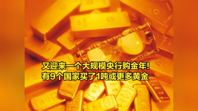 又迎来一个大规模央行购金年!有9个国家买了1吨或更多黄金