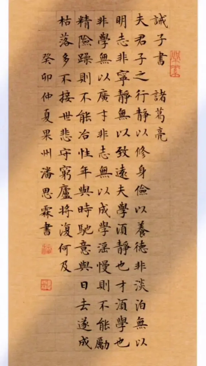 夫君子之行,静以修身,俭以养德。非淡泊无以明志,非宁静无以致远。#书法#写字是一种生活#小楷#诫子书_高清1080P在线观看平台_腾讯视频