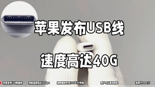 苹果新数据线支持40Gbps速度、100W充电