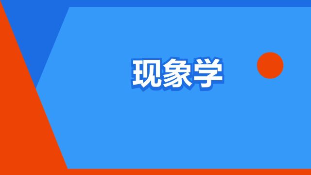 “现象学”是什么意思?