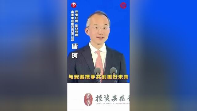 中国电信集团有限公司副总经理,党组成员 唐珂:与安徽携手共创美好