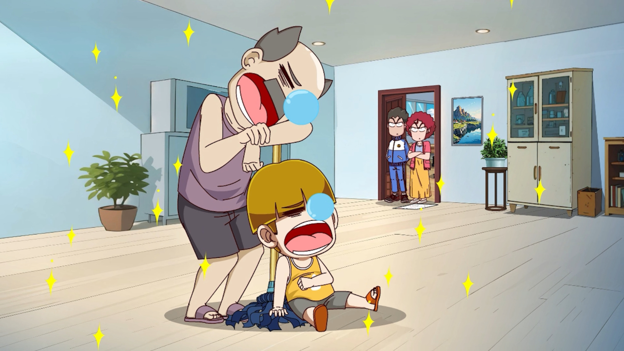 开心锤锤:老妈辅导作业怒火无处发泄,老爸生怕引火烧身做家务逃过一劫