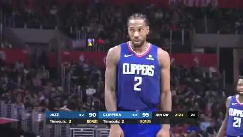 《NBA全场回放》【回放】爵士vs快船第4节 莱昂纳德米切尔互飚取分