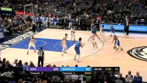 《NBA全场回放》【原声回放】太阳vs独行侠第4节 马扬诺维奇强硬背打勾手命中