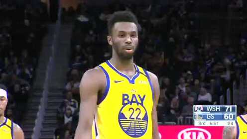 《NBA全场回放》【原声回放】奇才vs勇士第3节 普尔远射三分哨响球进