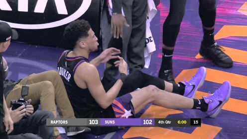 《NBA全场集锦》磕碰不断！布克强行封盖惨遭洛瑞巴掌致嘴巴流血