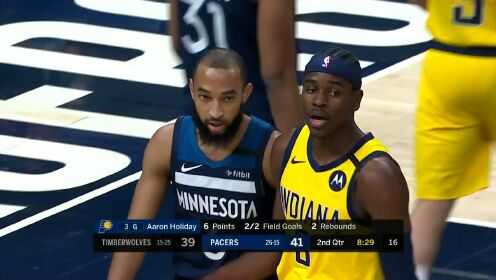 《NBA全场回放》【原声回放】森林狼vs步行者第2节 唐斯滑翔劈扣