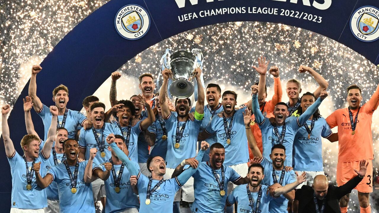 欧冠曼城10国米捧杯蓝月亮加冕三冠王悍将爆射破门制胜