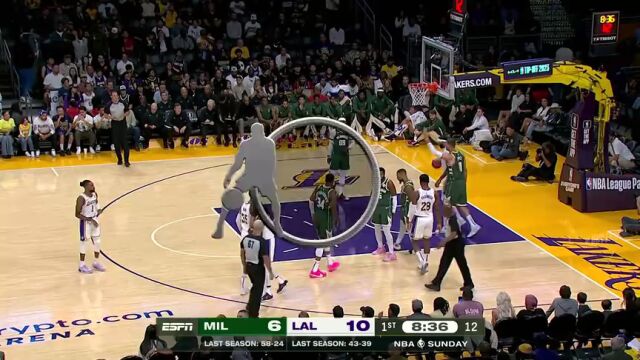 NBA季前赛：雄鹿vs湖人第1节中文解说回放