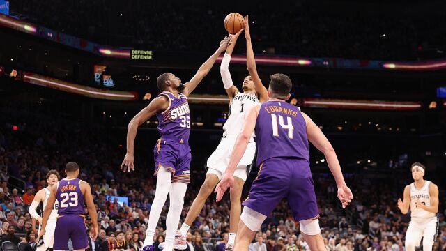 马刺vs太阳五佳球 布克强硬2+1文班亚马空接暴扣