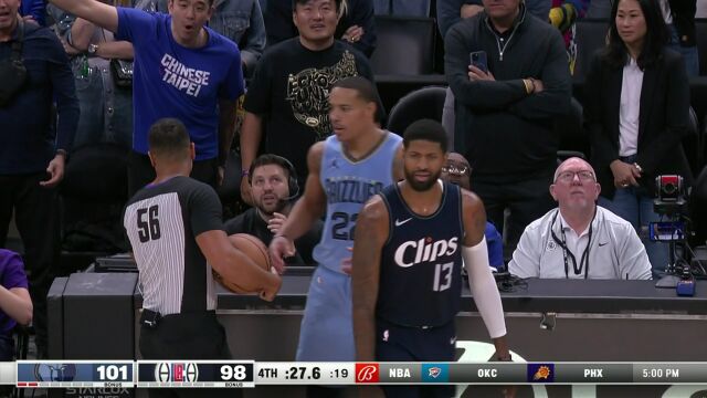 NBA常规赛：灰熊vs快船第4节英文原声回放