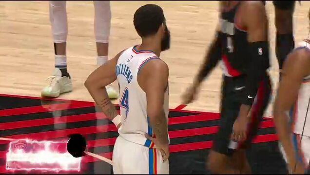 NBA常规赛：雷霆vs开拓者第2节英文原声回放