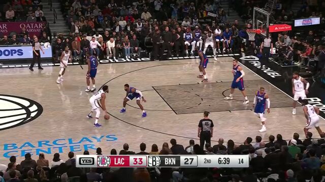 NBA常规赛：快船vs篮网第2节中文解说回放