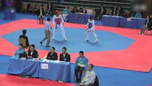 2016年全国跆拳道锦标赛68kg蓝方黄岳铭电子护具 第三回合