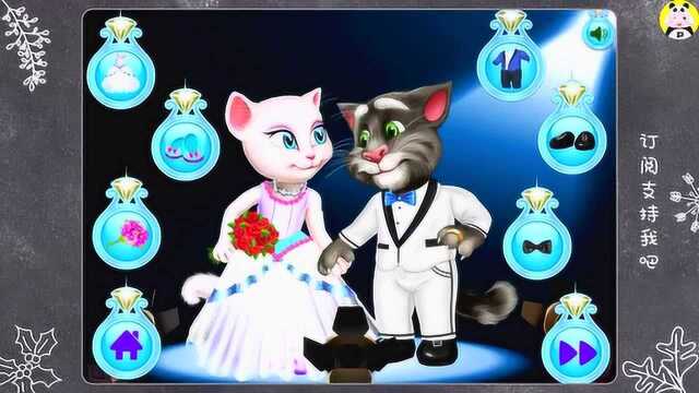 会说话的家族汤姆和安吉拉结婚萌萌宠物搞笑安吉拉汤姆猫
