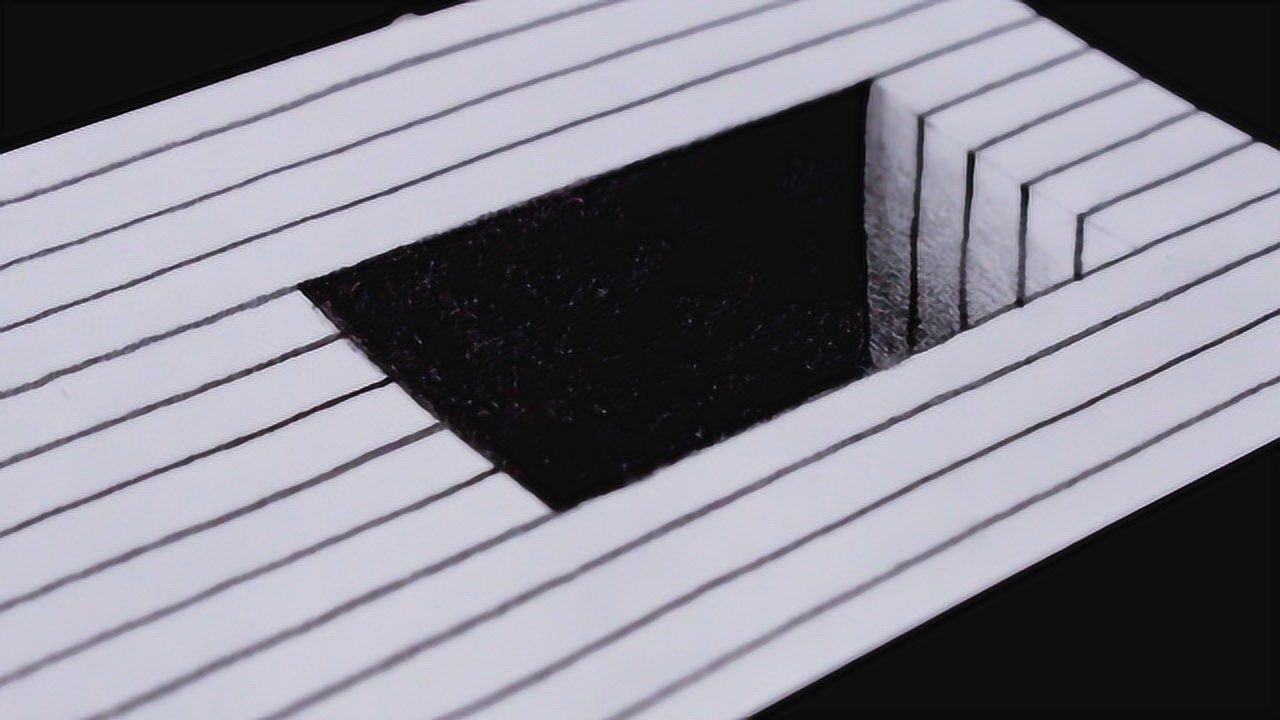 怎么在纸上画出一个凹陷的方形洞?三维立体画