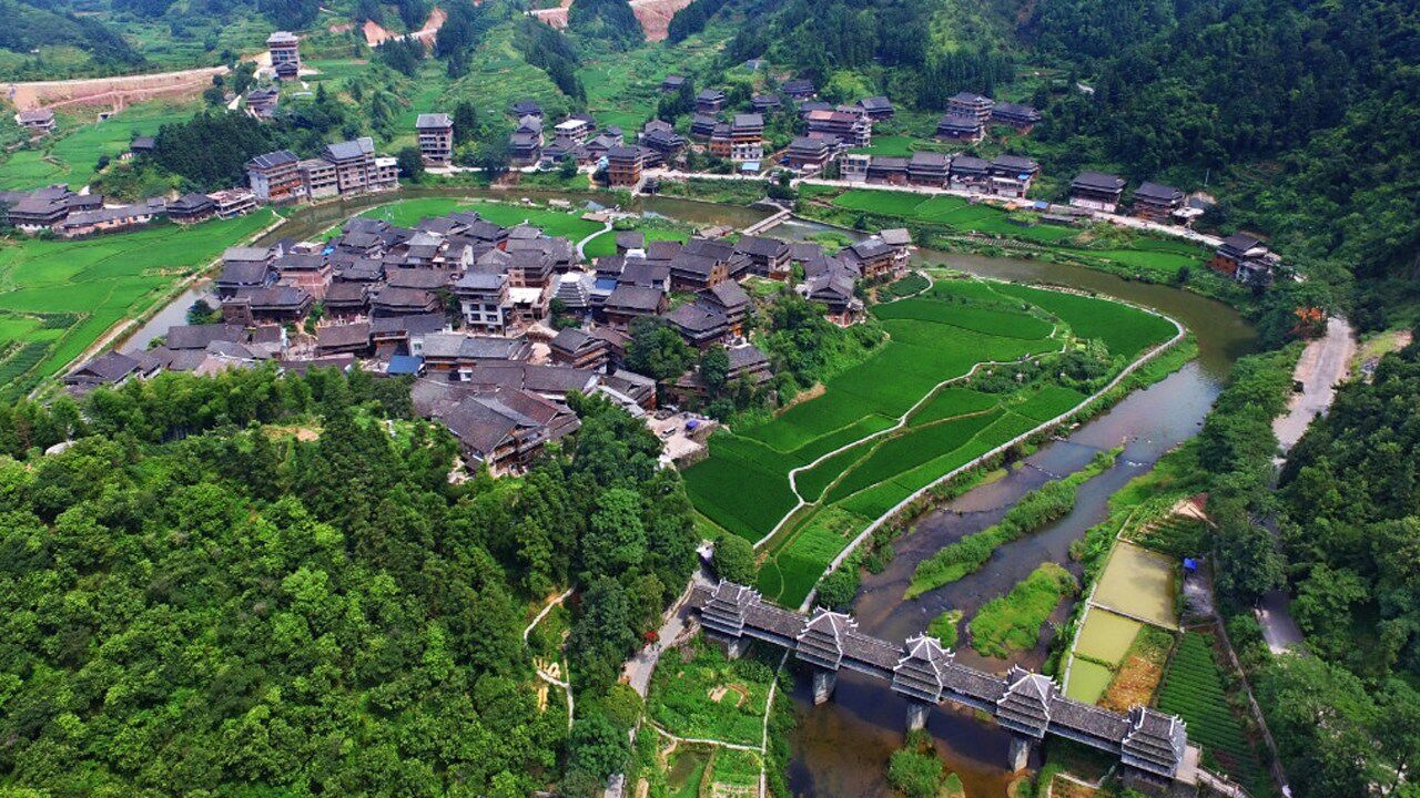 侗态三江航拍程阳风雨桥程阳八寨