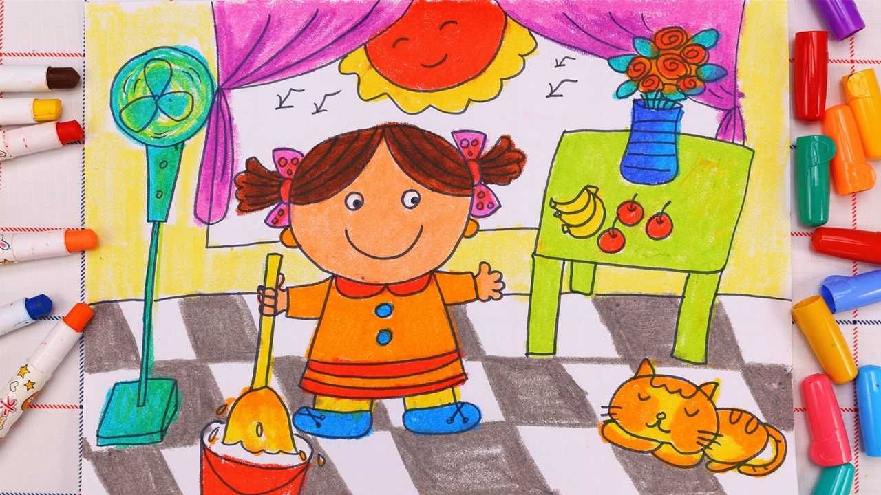 小爱的手作日记儿童画帮妈妈做家务