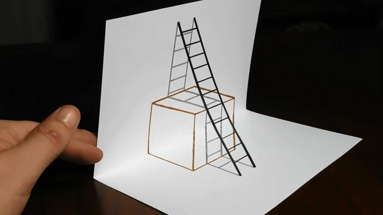 非常简单3d画楼梯看完就能学会立体画3d绘画就是这么简单