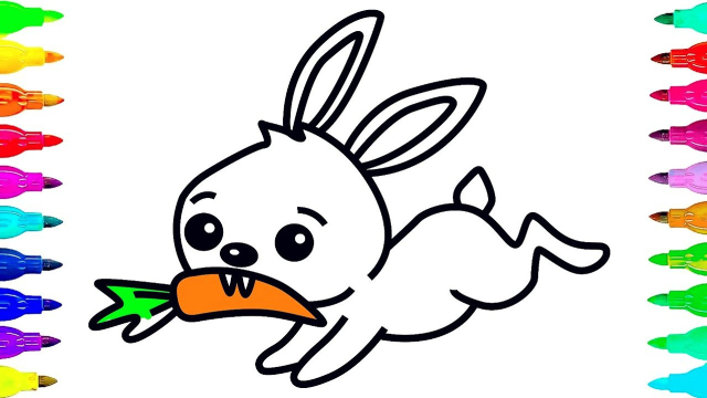 给宝宝画小兔子吃胡萝卜简笔画涂颜色