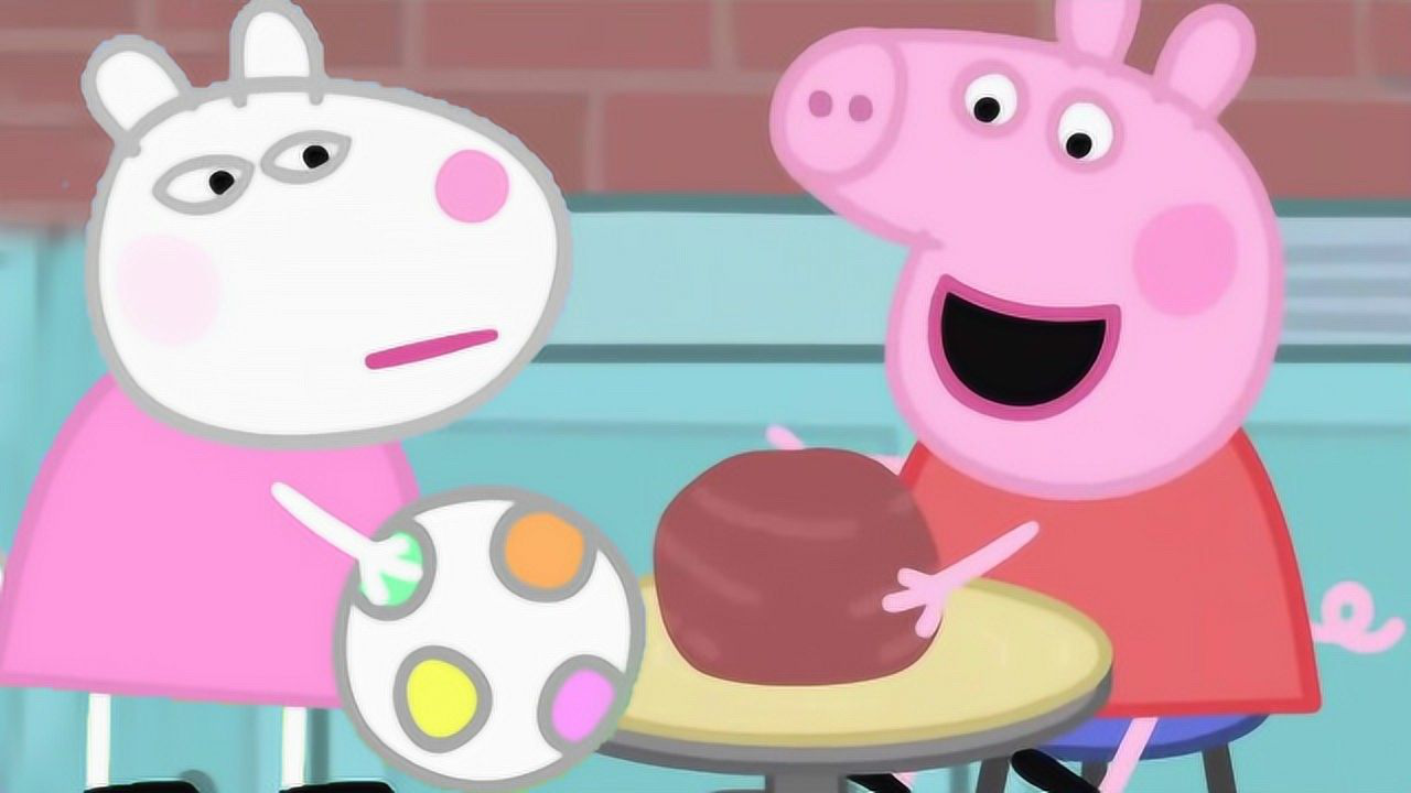 小猪佩奇和小羊苏西一起做手工玩具