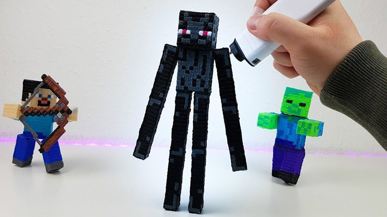 我的世界真人版用3d打印笔制作末影人模型
