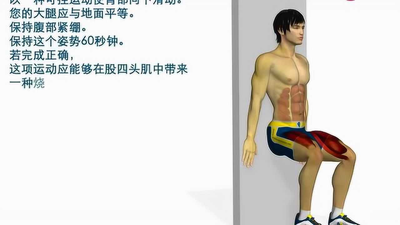 靠墙坐是股四头肌的最佳锻炼方法能增加下肢力量和改善身体平衡