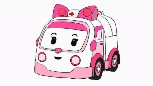 变形警车珀利之可爱的救护车安巴儿童卡通简笔画