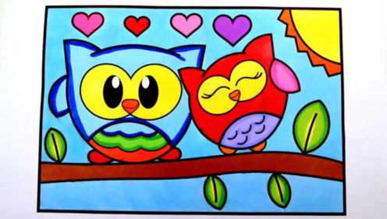 一对夜幕下的猫头鹰简笔画儿歌