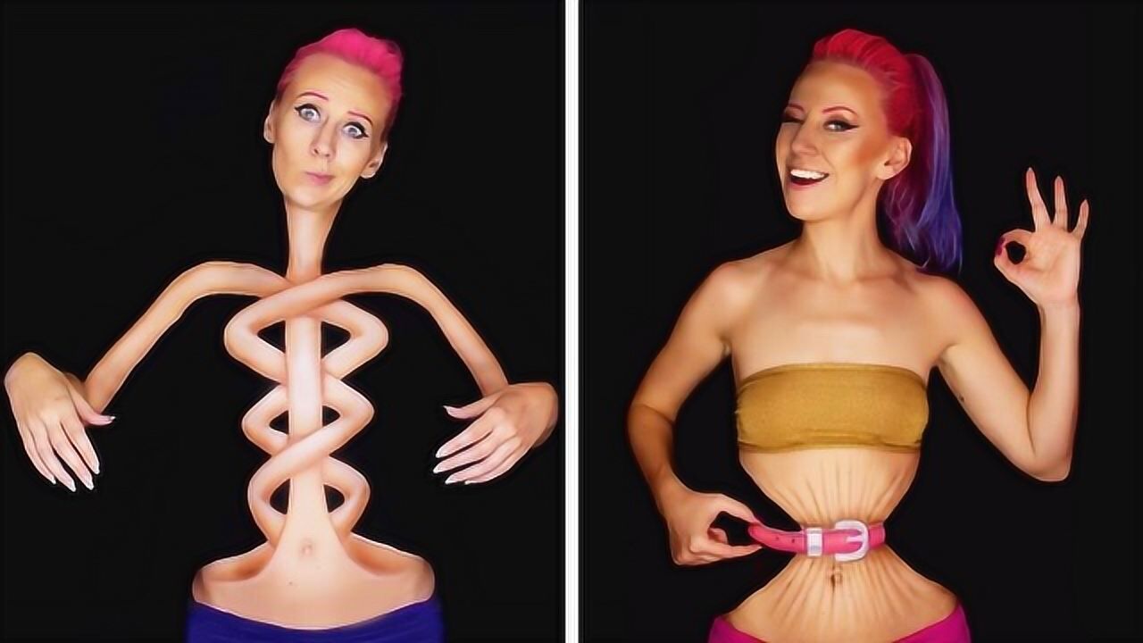 老外牛人妹子在身上画画当她画完的一瞬间震撼开始了