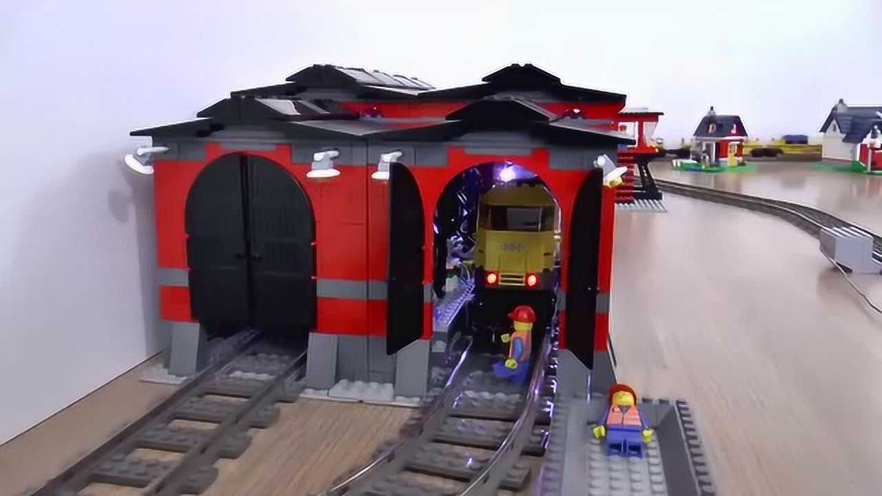 定格动画乐高火车道口10128自动改变轨道方向