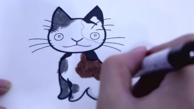 亲子涂色绘画:小花猫