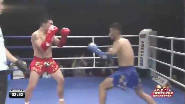 WKFC中国泰拳6.17期李迎港VS何政,李迎港第二回合一记膝击KO获胜