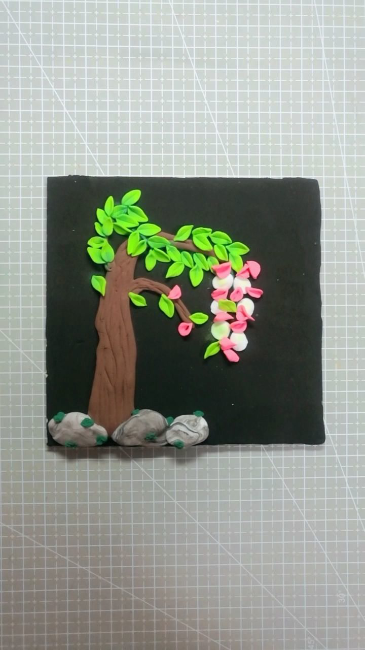 粘土画大树制作过程这棵树你喜欢吗?